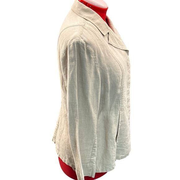 Coldwater Creek Oatmeal Tan Linen Blazer Jacket Women 14 - Picture 4 of 8